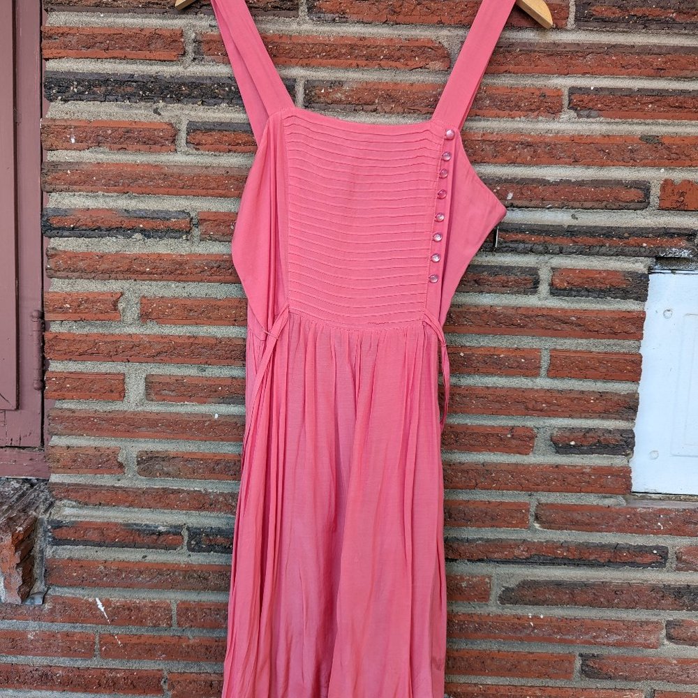Aryn K. silk coral-pink sundress